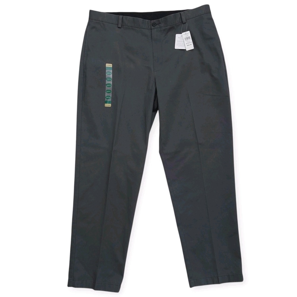 L.L. Bean Wrinkle-Free Double L Chinos Mens 40x32 Classic Fit Gray 212330